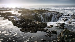 Landscapes nature ocean coast hole Oregon Thor's Well