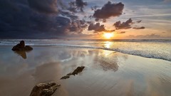 Landscapes nature ocean Dark Clouds