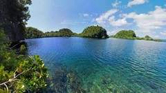 Landscapes nature ocean Islands forests emerald turquoise waters