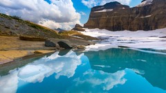 Landscapes nature rock sun Mountains ice Green Alaska lakes 