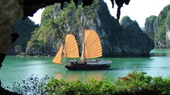 Landscapes nature ships Ha Long Bay Viet Nam