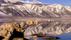 Landscapes nature snow Mountains California lakes reflections 