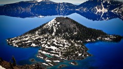 Landscapes nature snow Mountains Oregon lakes reflections 