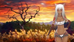 Landscapes nature Trees clouds navel Shorts red eyes blush 