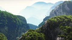 Landscapes nature Trees hills Green jungle Dome cliffs rocks 