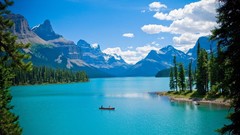 Landscapes nature Trees Mountains clouds lakes maligne lake
