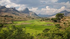 Landscapes nature Trees Mountains clouds white Green Madagascar 