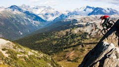 Landscapes nature Trees Mountains rocks mountain bikes snow 