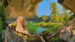 Landscapes nature Trees rock water Plants Austin Texas natural 