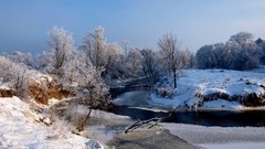 Landscapes nature Trees snow winter white Frozen lithuania 