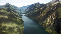 Landscapes nature Trees water black blue Mountains hills Green 