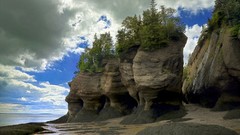 Landscapes nature Trees water clouds Canada rocks erosion Vinh 