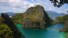 Landscapes nature Trees water clouds Green Islands lakes 