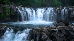Landscapes nature Trees water Green waterfalls rocks reserve 