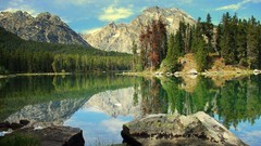 Landscapes nature Trees water Mountains clouds Wyoming lakes 