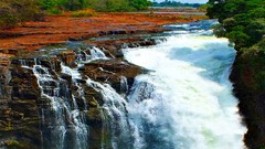 Landscapes nature Trees water red white Green brown waterfalls 