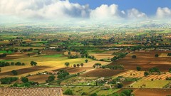 Landscapes nature Trees yellow blue clouds white Green Italy 