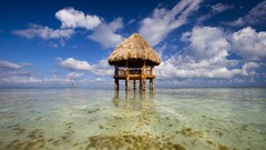 Landscapes nature water blue clouds ocean white Green Beige 