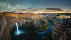 Landscapes nature water blue clouds white Green canyon Milky 