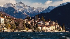 Landscapes nature water blue Mountains clouds Italy lakes snowy 