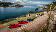 Landscapes nature water Mountains clouds cars Porsche roads 