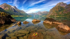 Landscapes nature water Mountains clouds Norway geology