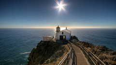 Landscapes nature water sun ocean vegetation rocks