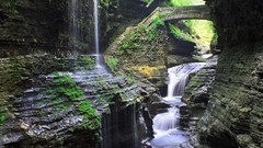 Landscapes nature water white Green moss Plants waterfalls 