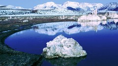 Landscapes nature winter Mountains California lakes reflections 