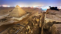 Landscapes nature yellow blue pyramids Egypt pyramid 