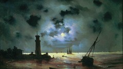 Landscapes night clouds moon Boats paintings moonlight Russian 