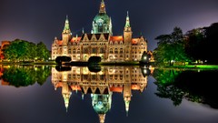 Landscapes night lights germany architecture reflections 