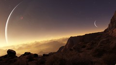 Landscapes night moon digital art Tyler Young