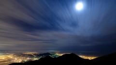 Landscapes night Mountains clouds moon Asia Taiwan City Lights 