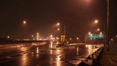 Landscapes night roads lamp posts