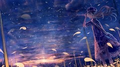 Landscapes night Stars clouds Anime hats Flower wall blondes 