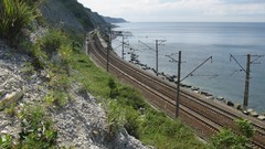 Landscapes ocean cliffs architecture cityscapes trains trainway