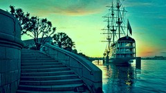 Landscapes old ships seascape skyscapes