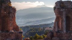 Landscapes panorama eruption ruins Italy architecture ancient 