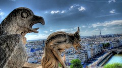 Landscapes Paris France statues cityscapes Gargoyles