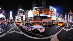 Landscapes police cars Taxi City Lights architecture Broadway 