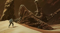 Landscapes sand Mountains Men Crash rocks spaceships artwork 