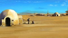 Landscapes sand Movies star wars science fiction Tatooine 