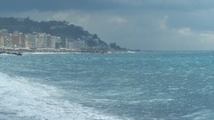 Landscapes sand Sea Mountains clouds Italy cities liguria 
