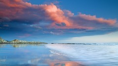 Landscapes sand Sea nature clouds sky Music evening lilac damp