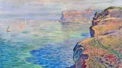 Landscapes Sea Mountains coast Boats French paintings 