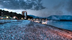 Landscapes Sea Mountains night view abkhazia Picunda