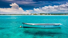 Landscapes Sea nature clouds ocean Boats tropical Mauritius HDR 