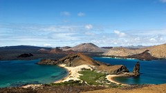 Landscapes Sea nature Trees rock blue clouds hills Green 