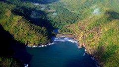 Landscapes Sea nature Trees water blue hills Green bay Islands 